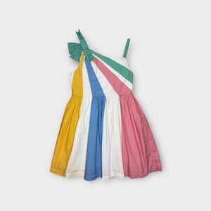 Mini Boden Color Block One Shoulder Bow Dress